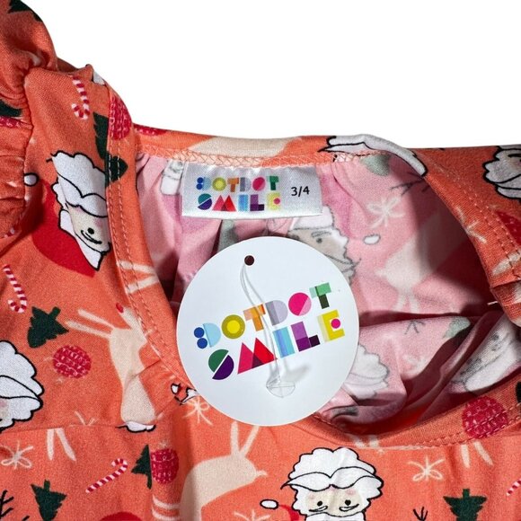 Dot Dot Smile Flapper  Dress Girls 3/4 Santa Reindeer Christmas Holiday Winter - Picture 4 of 6